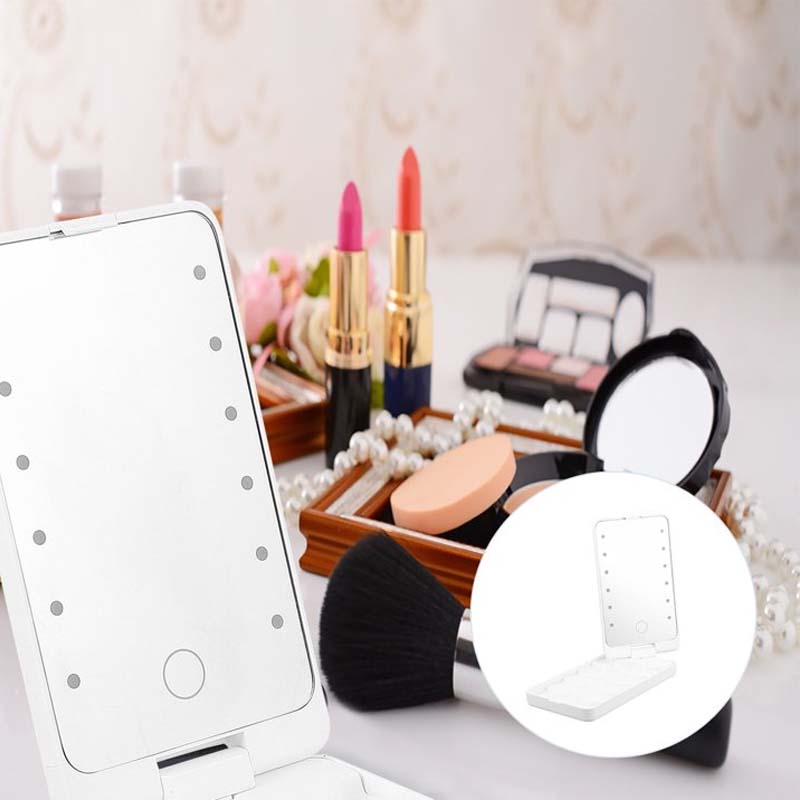 Ensemble de pinceaux de maquillage avec miroir lumineux LED