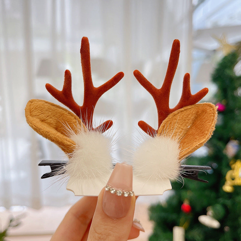 Pince à cheveux de Noël en bois de renne