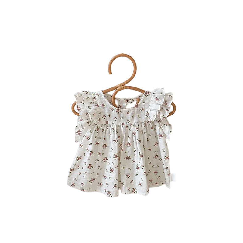 Robe fleurie Ă  col rond pour fille