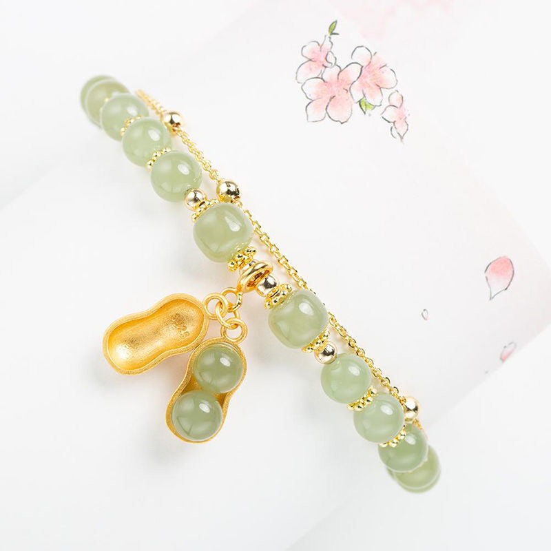 Bracelet Jade Naturel Double Chaîne