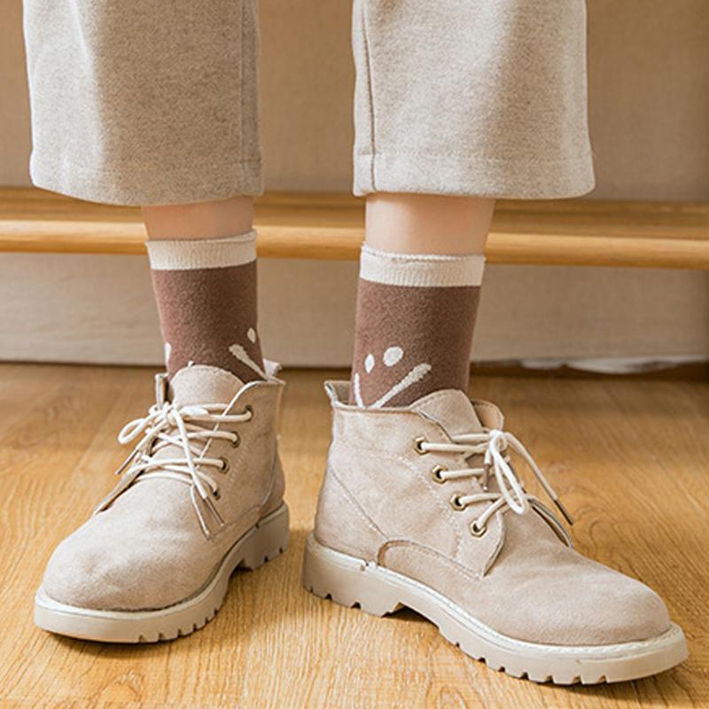 Sousoleil Chaussettes En Coton Mignonnes Avec Des Visages Souriants (5 PCs)