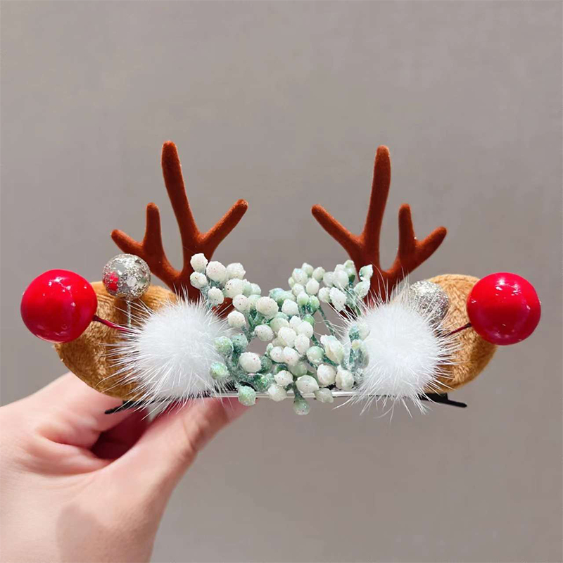 Pince à cheveux de Noël en bois de renne