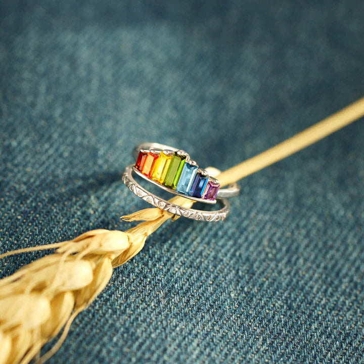 Bague d'Arc-en-ciel Ă  Micro Diamants