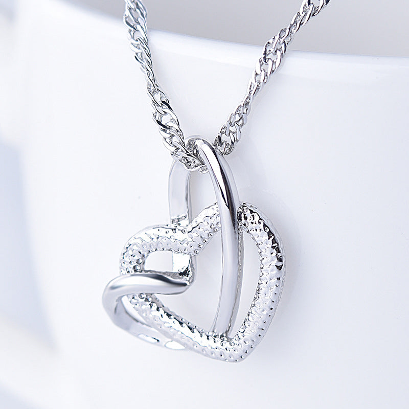 Collier Double Coeur Givré