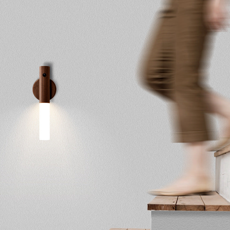 Lampe murale en bois LED rotative à 360°