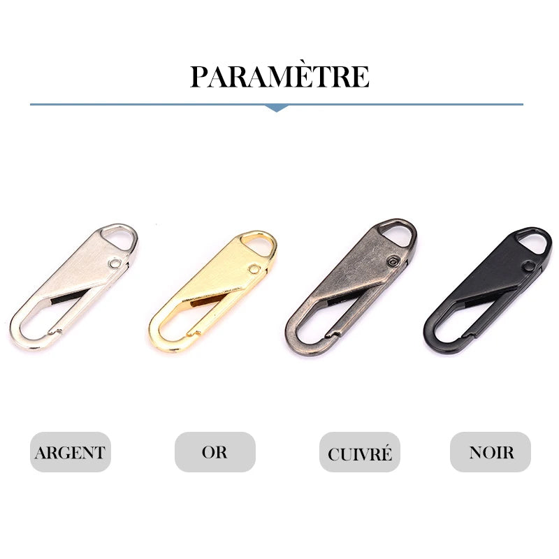 Tête de fermeture à glissière universelle en métal