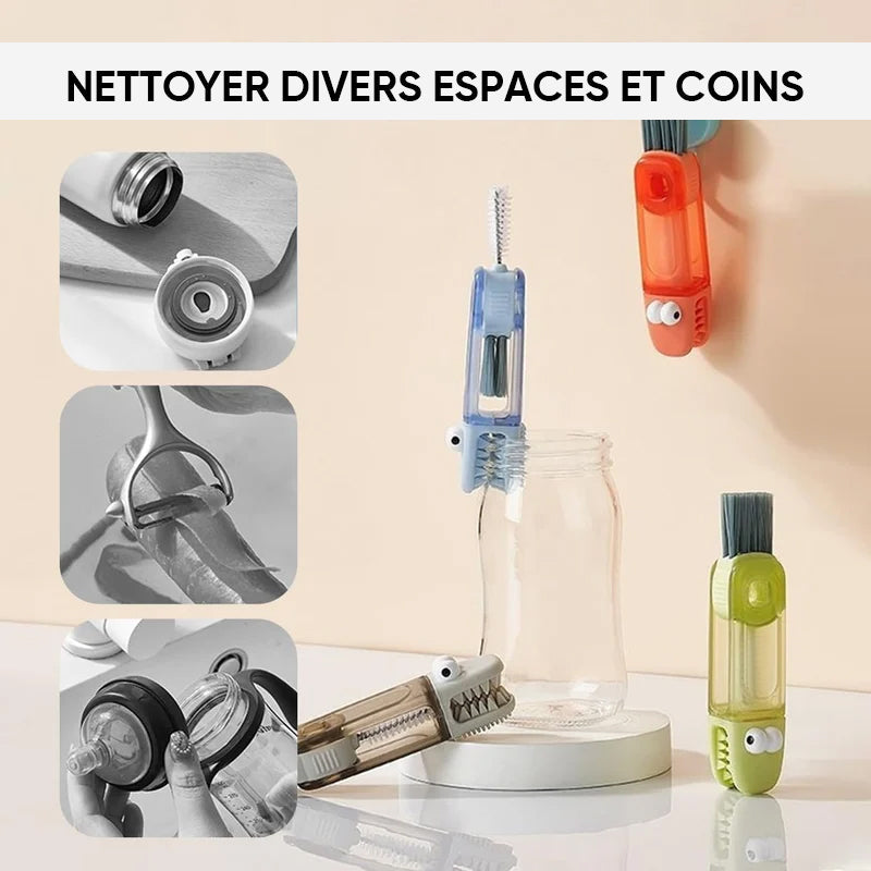 Brosse de nettoyage polyvalente 4 en 1 pour les espaces entre les bouteilles