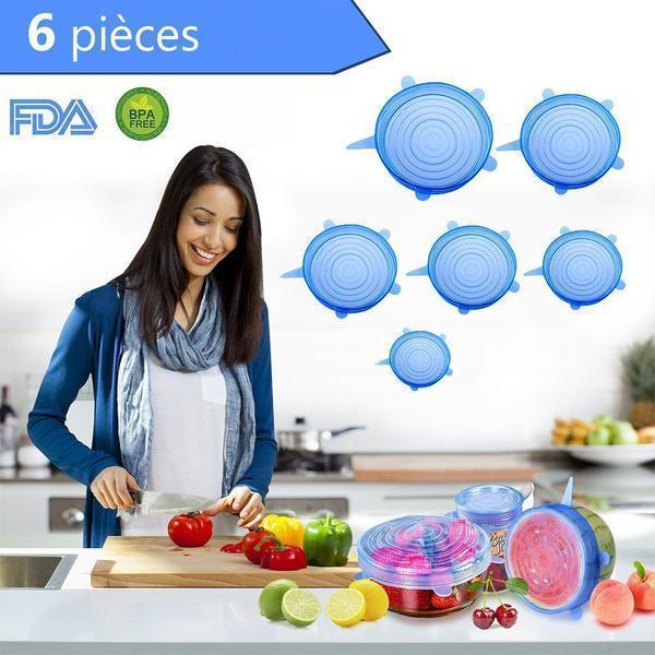 6-Pièces Couvercles de Bol en Silicone pour la Conservation des Aliments