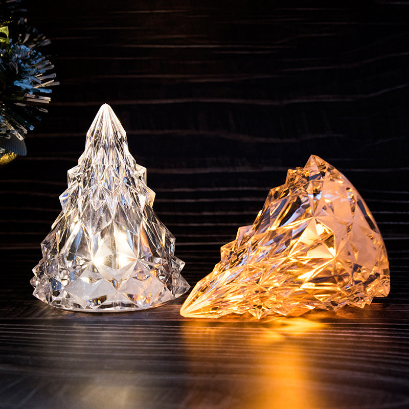 Mini veilleuse de sapin de Noël en cristal à LED