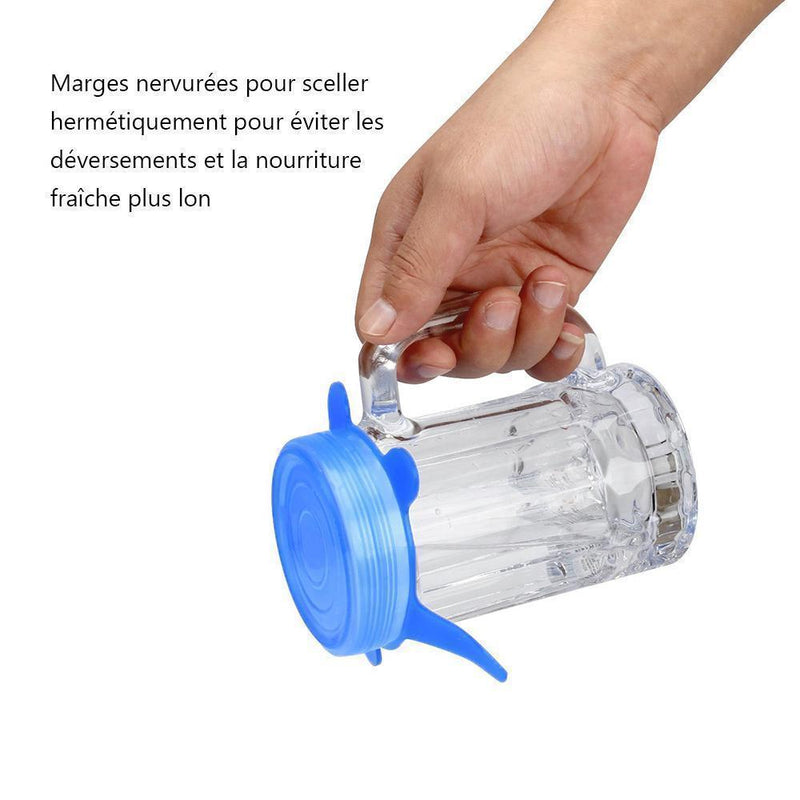 6-Pièces Couvercles de Bol en Silicone pour la Conservation des Aliments