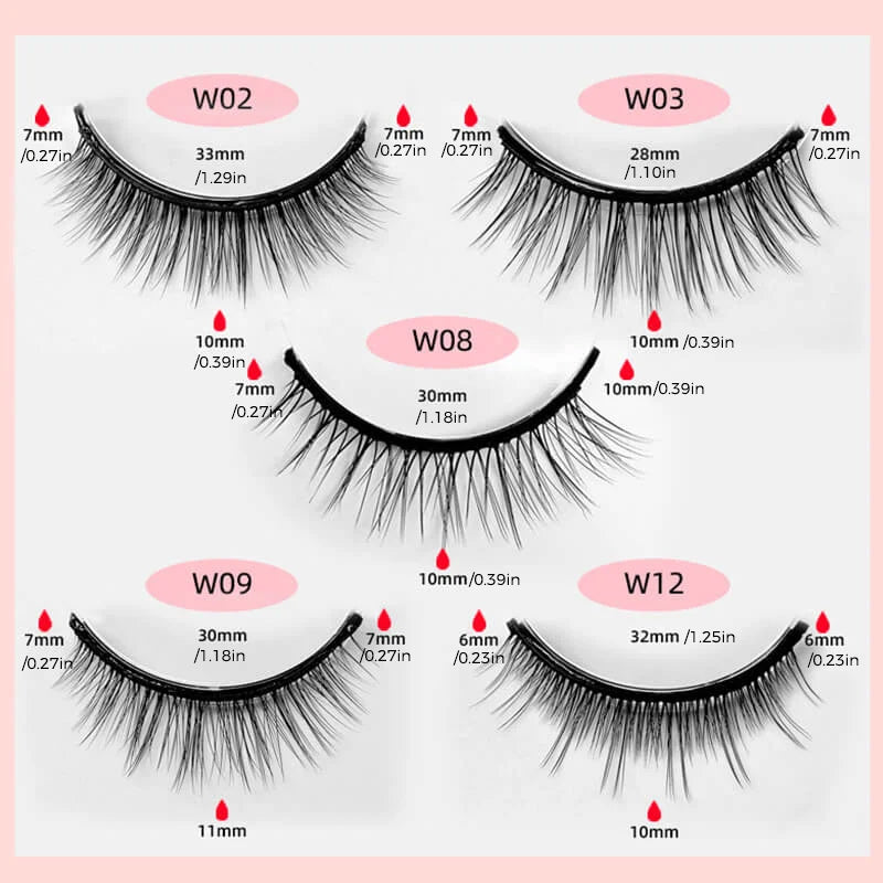 Faux cils autocollants sans colle (3 paires)