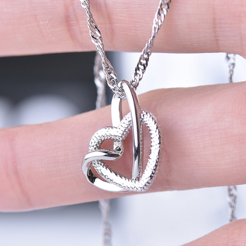Collier Double Coeur Givré