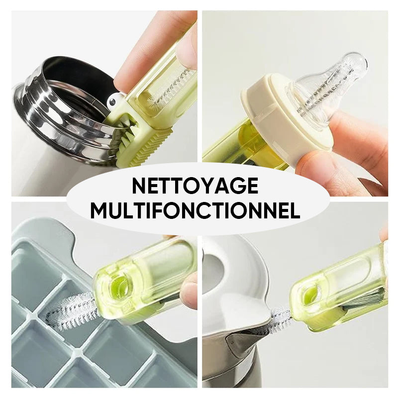 Brosse de nettoyage polyvalente 4 en 1 pour les espaces entre les bouteilles