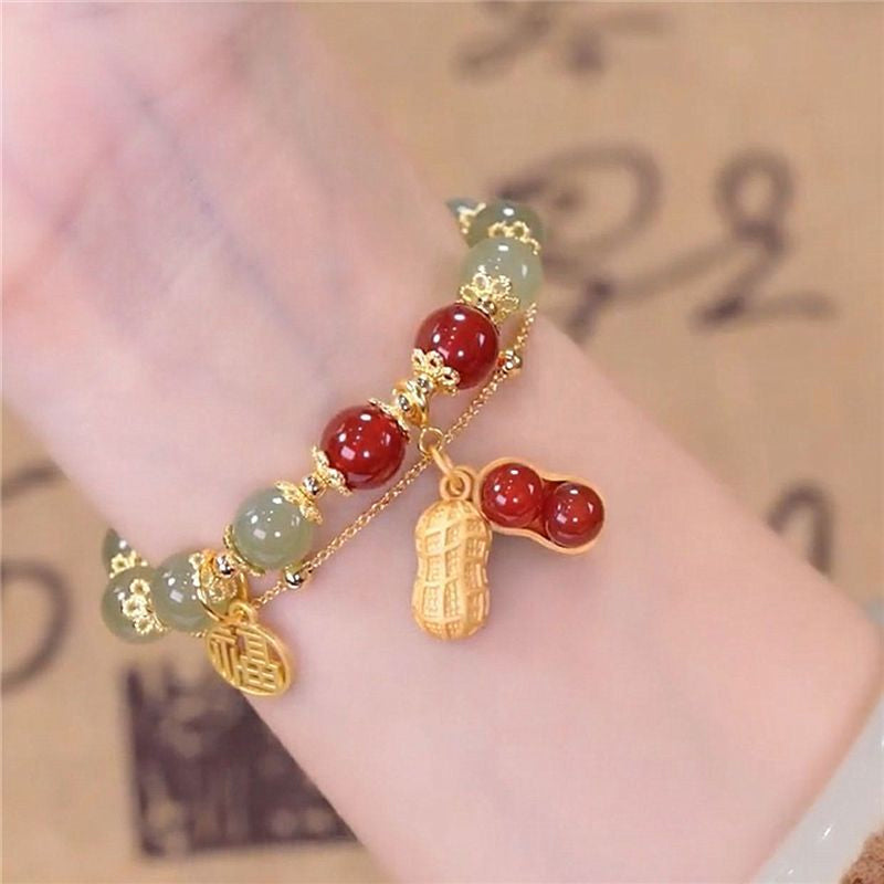 Bracelet Jade Naturel Double Chaîne