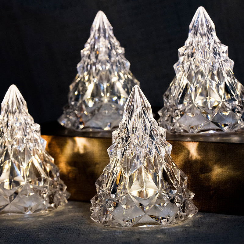 Mini veilleuse de sapin de Noël en cristal à LED