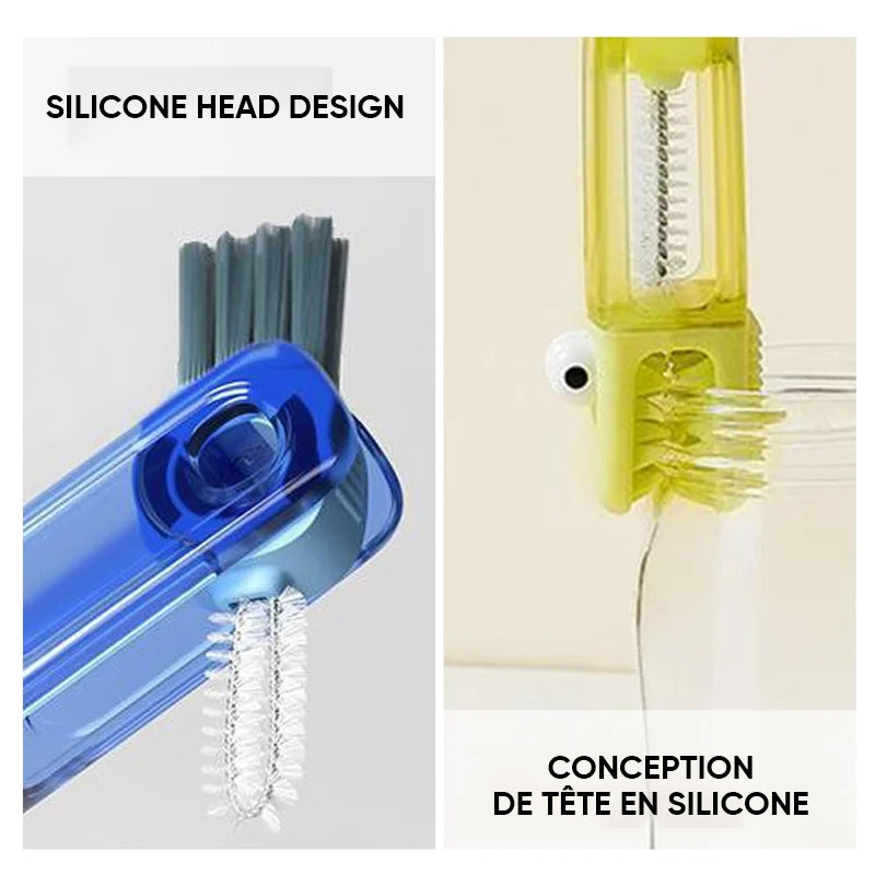 Brosse de nettoyage polyvalente 4 en 1 pour les espaces entre les bouteilles