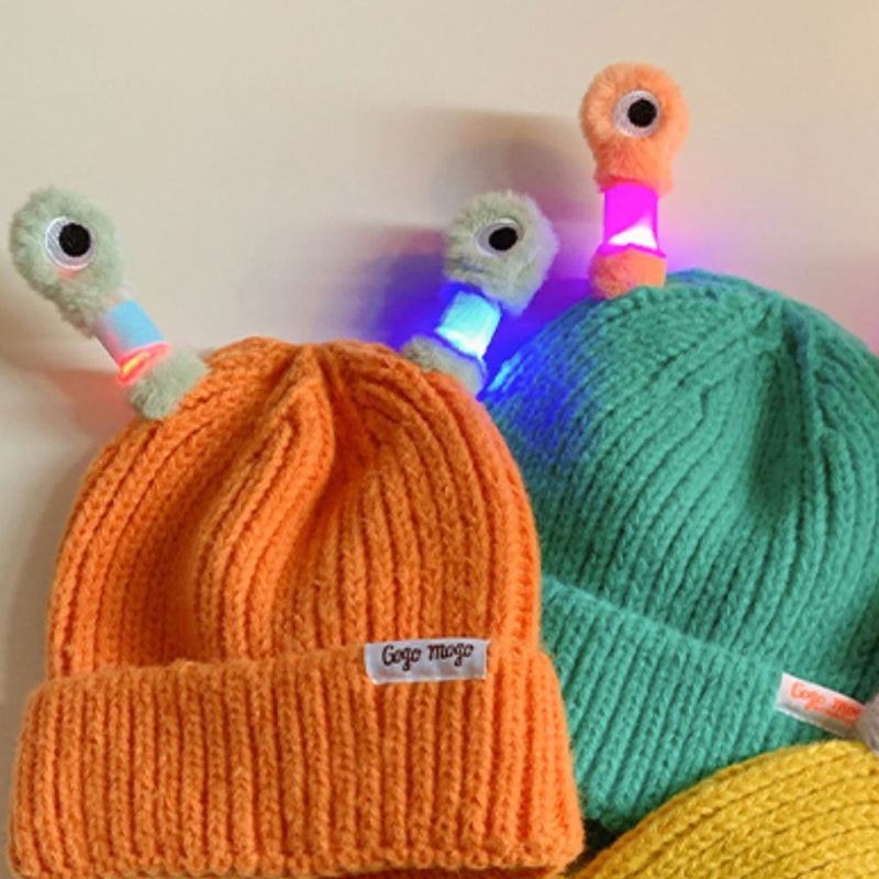 Bonnet tricoté d'hiver parent-enfant, mignon petit monstre brillant