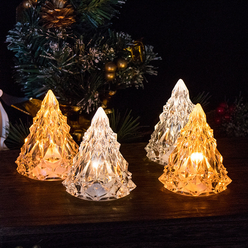 Mini veilleuse de sapin de Noël en cristal à LED