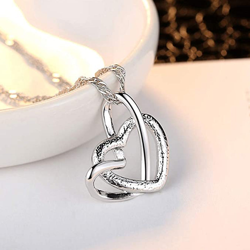 Collier Double Coeur Givré