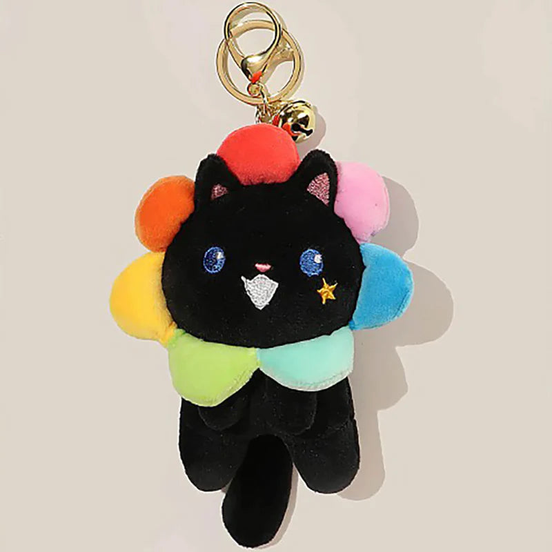 Porte-clés de chat de tournesol coloré