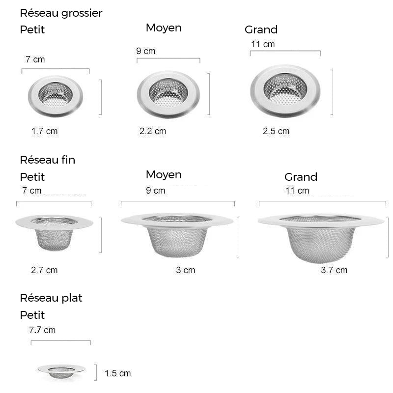 Filtre pour Éviers de Cuisine en Acier Inoxydable