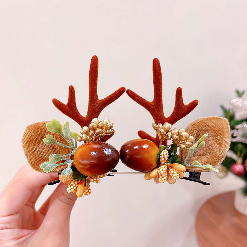 Pince à cheveux de Noël en bois de renne