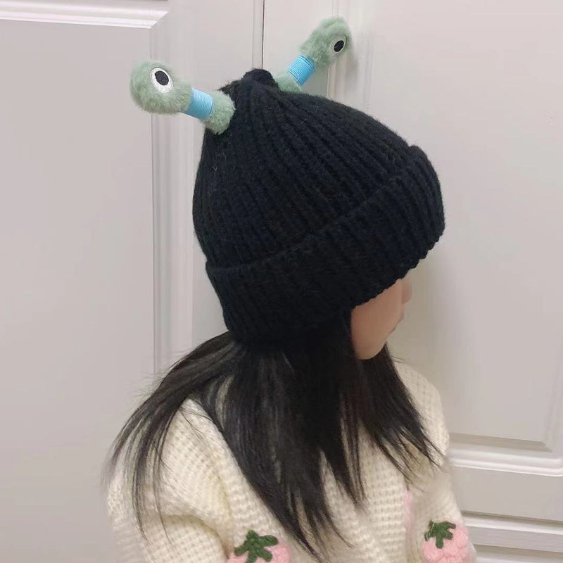 Bonnet tricoté d'hiver parent-enfant, mignon petit monstre brillant