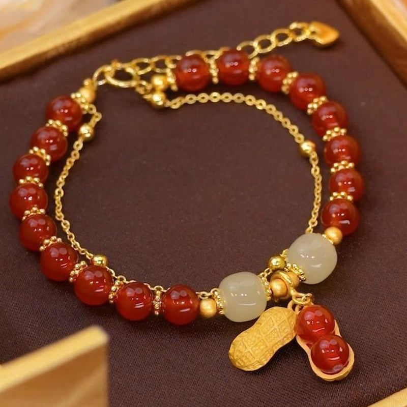 Bracelet Jade Naturel Double Chaîne
