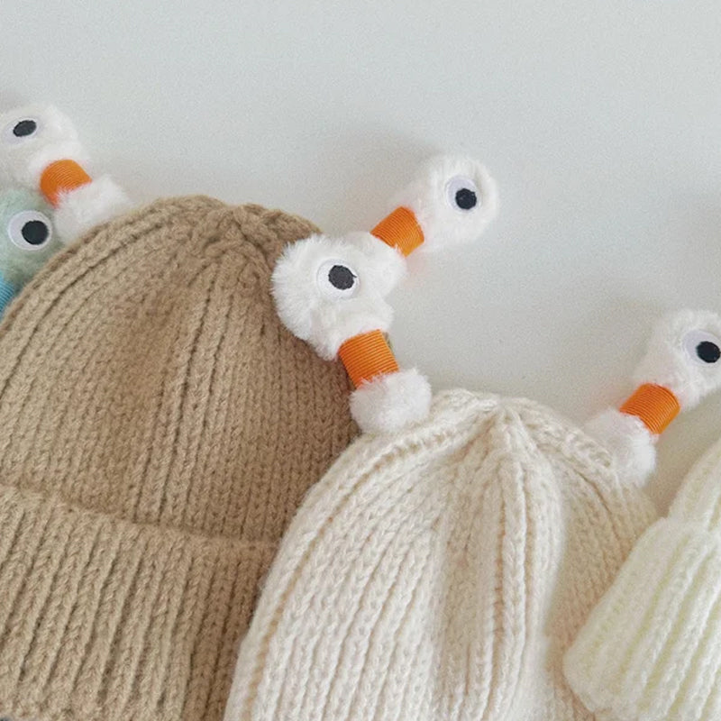 Bonnet tricoté d'hiver parent-enfant, mignon petit monstre brillant