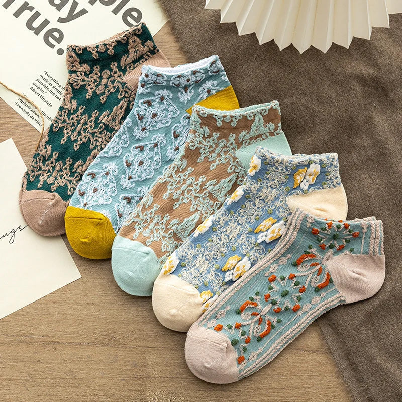 Chaussettes vintage en coton gaufré