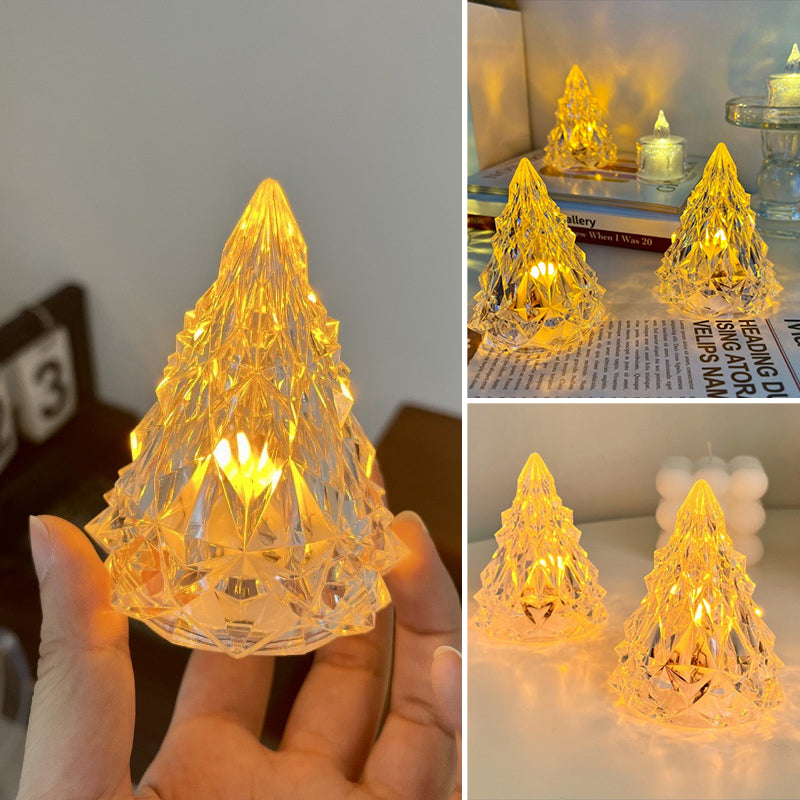 Mini veilleuse de sapin de Noël en cristal à LED