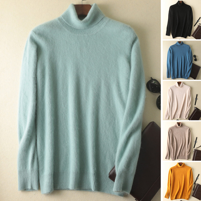 Pull à col roulé en vison pour hommes