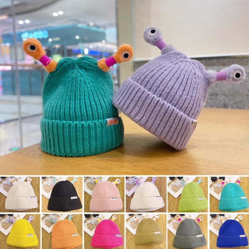 Bonnet tricoté d'hiver parent-enfant, mignon petit monstre brillant