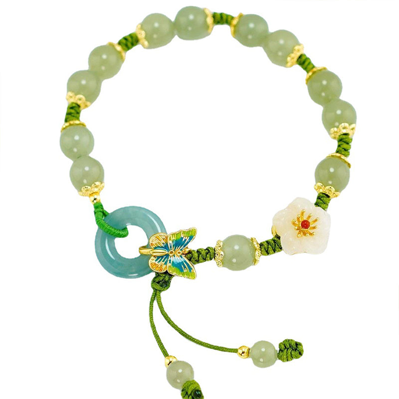 Bracelet en Forme de Papillon en Pierre Émeraude Naturelle