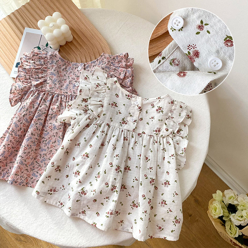 Robe fleurie Ă  col rond pour fille