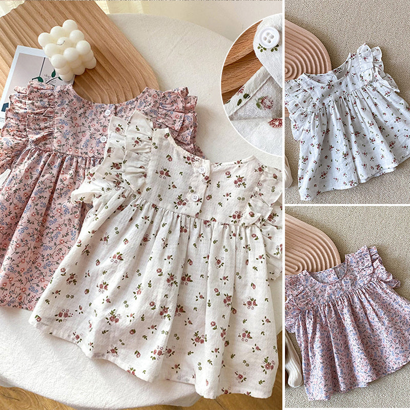 Robe fleurie Ă  col rond pour fille
