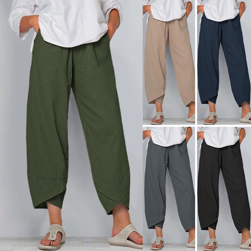neuvième pantalon décontracté en coton et lin