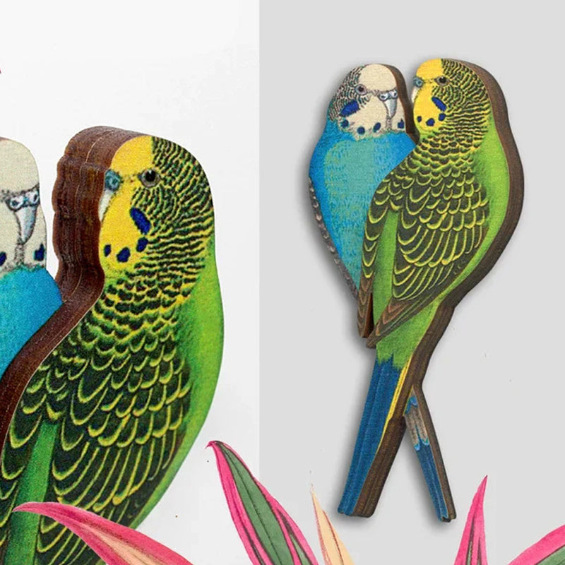 Broche en bois oiseau