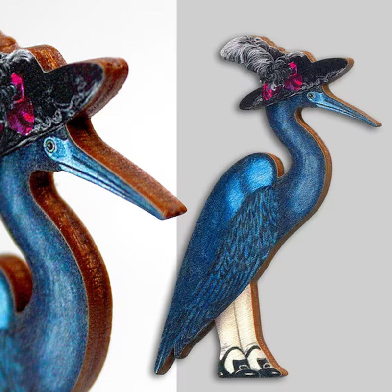 Broche en bois oiseau