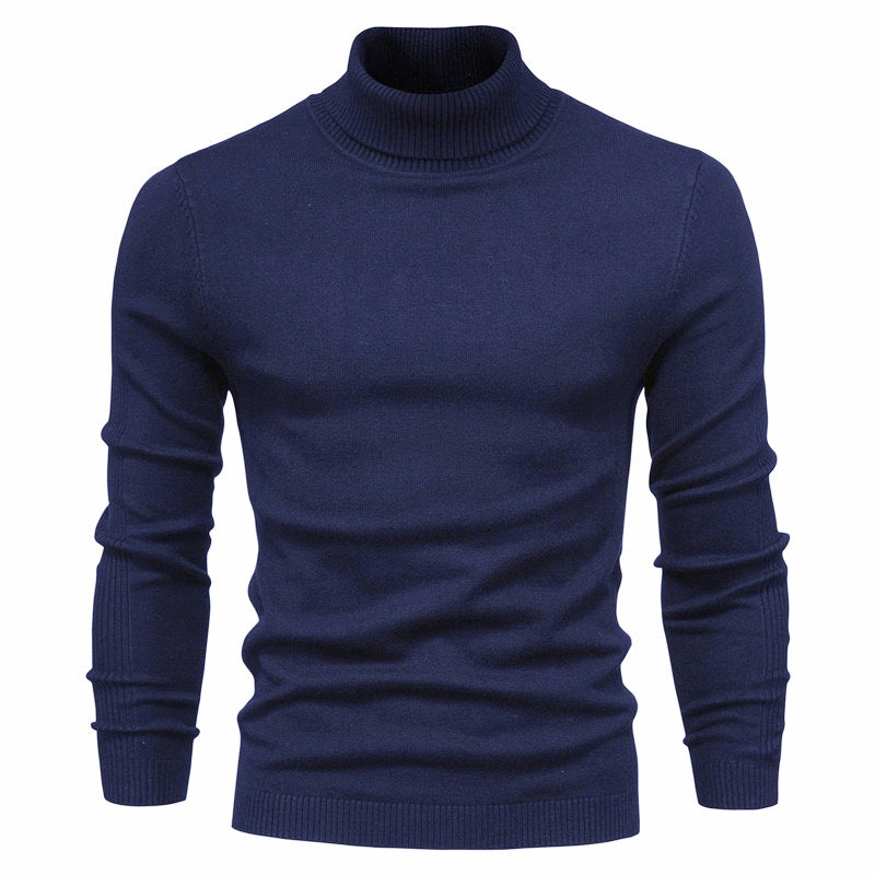 Pullover Col Roulé Homme de Couleur Unie Décontracté