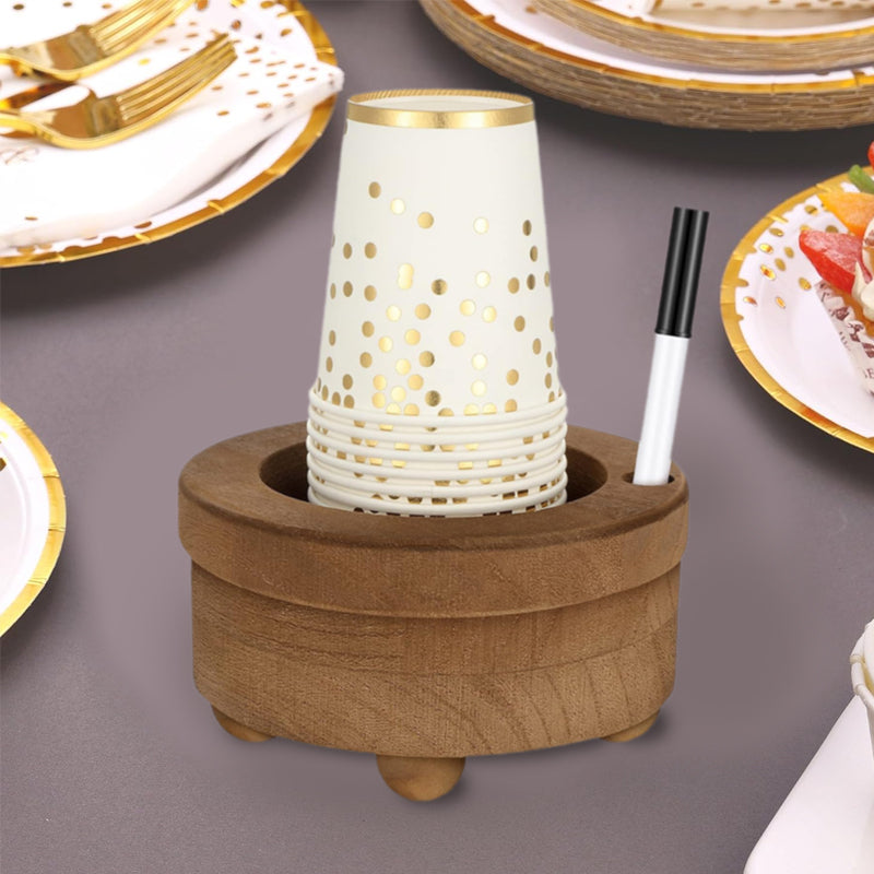 Porte-gobelet en bois avec fente pour marqueur