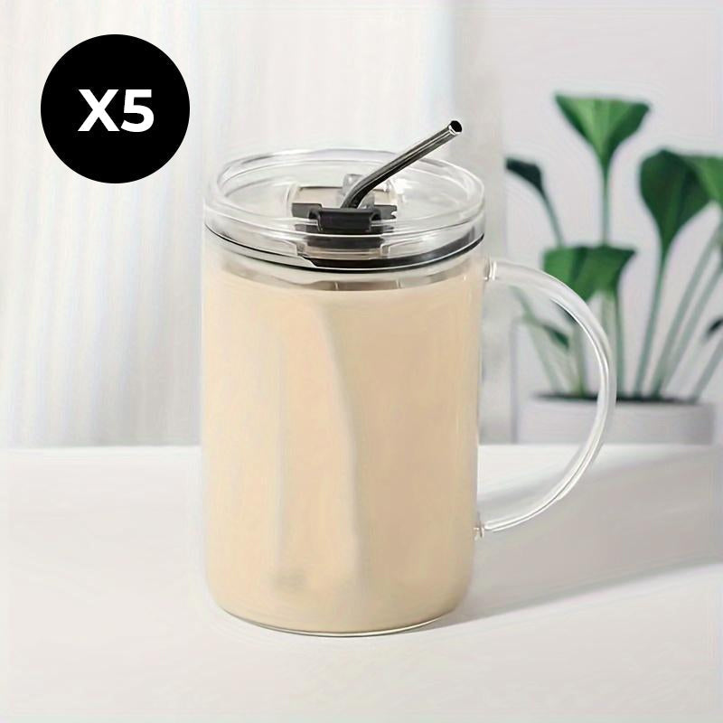 Grande tasse en verre avec couvercle et paille