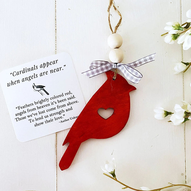 Ornement suspendu en bois cardinal inspirant
