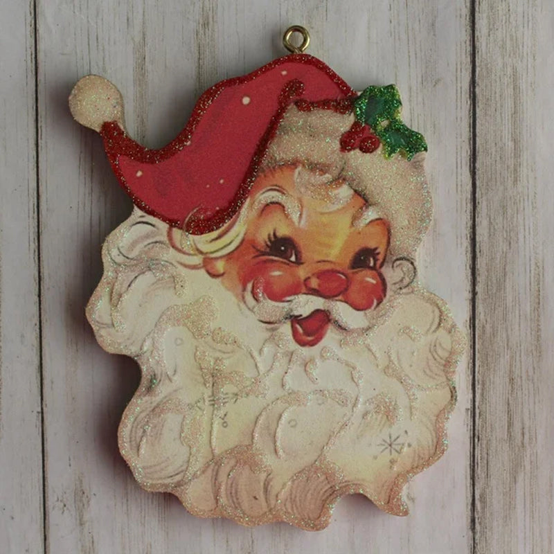 Panneau Jolly Santa Vintage en Bois