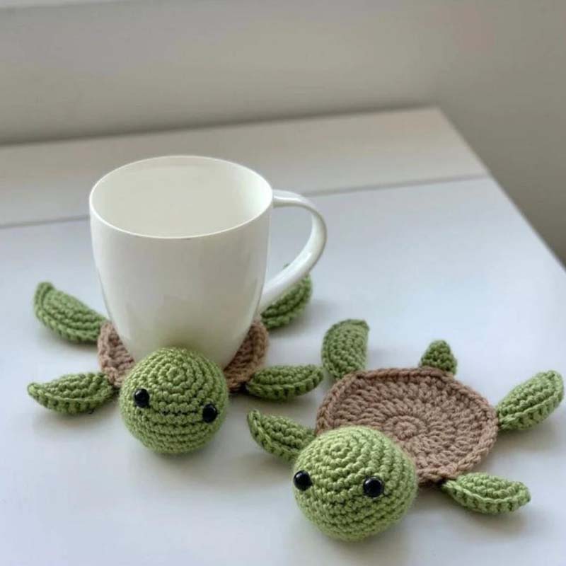 Sous-verre de tasse tricoté à la main de manique