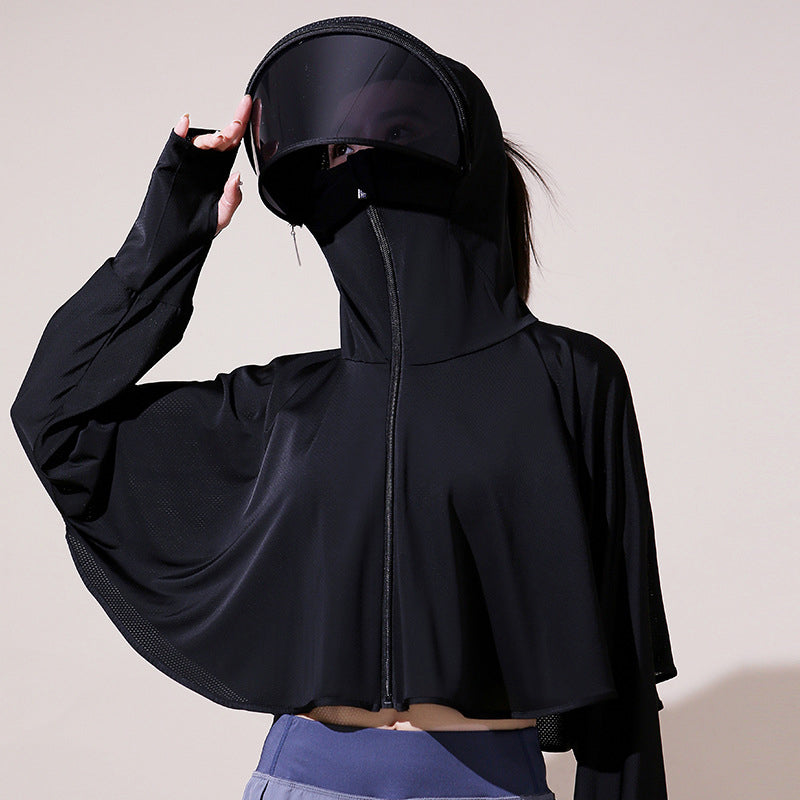 Veste coupe-vent à capuche en soie glacée avec protection UV