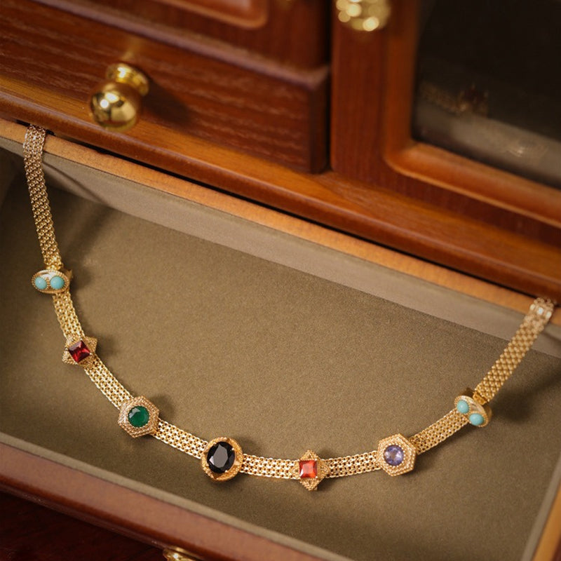 Collier de zircons colorés vintage