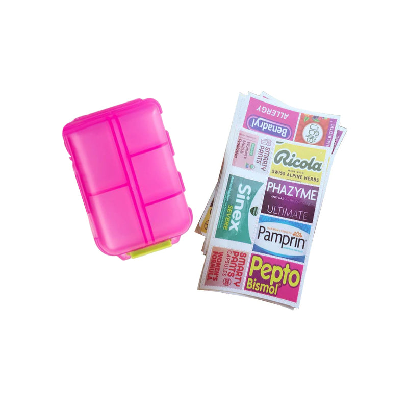 Mini étui à pilules DIY avec étiquettes