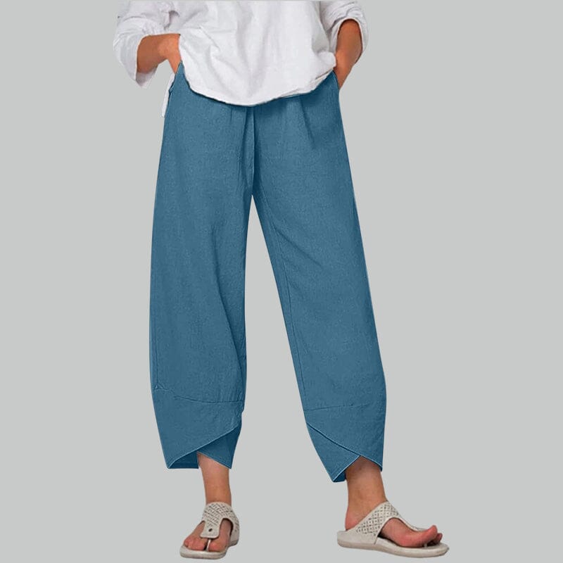 neuvième pantalon décontracté en coton et lin