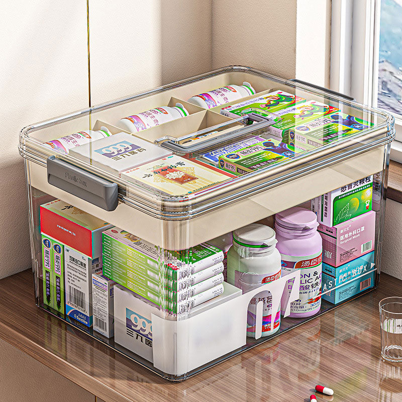 Boîte de rangement pour médicaments transparente avec poignée